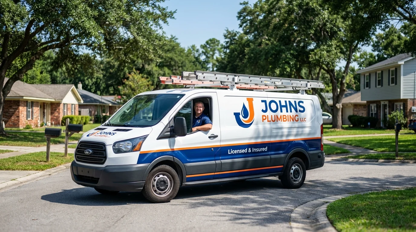 Johns Plumbing LLC service van in Los Banos, CA