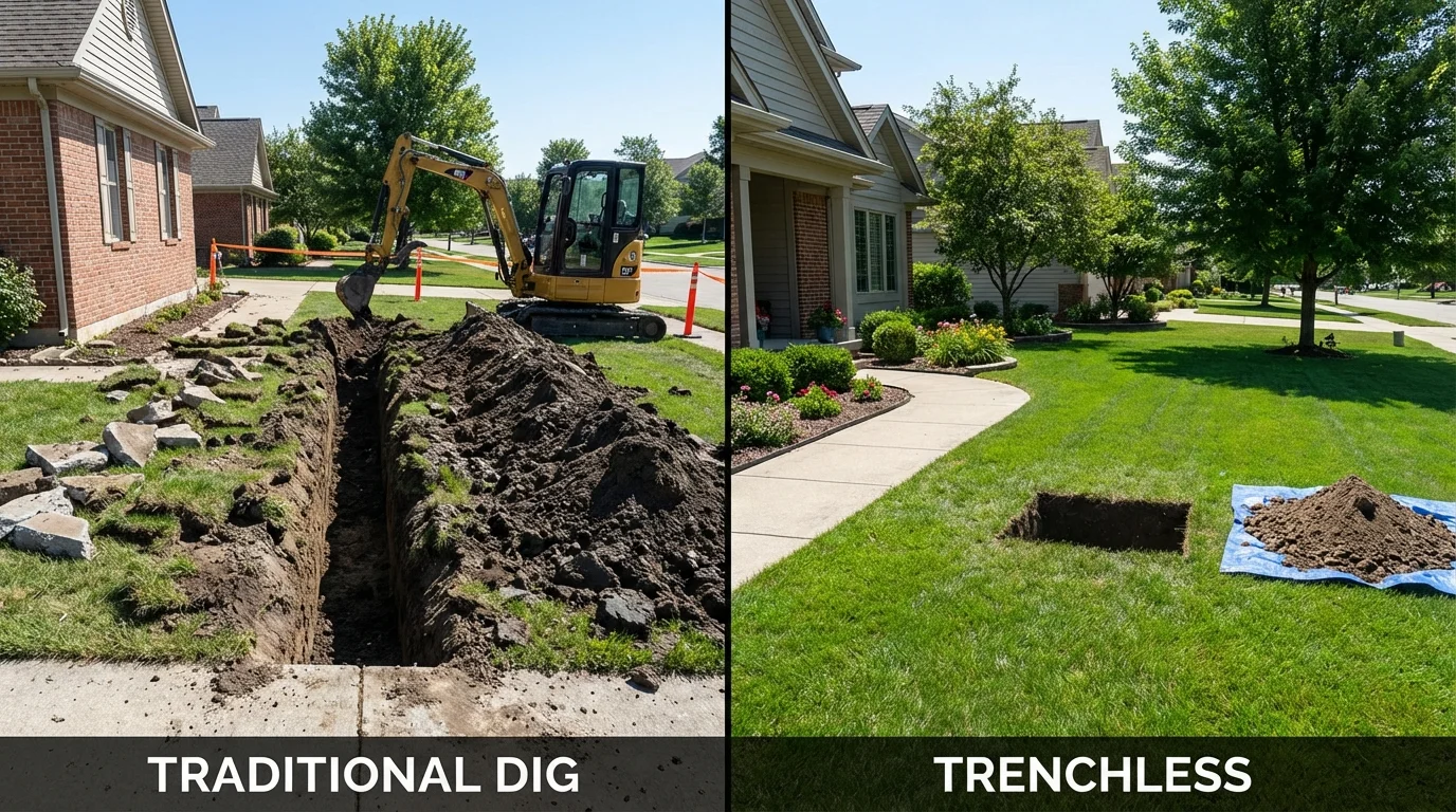 Trenchless sewer repair with minimal yard damage versus traditional excavation in Los Banos, CA